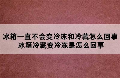 冰箱一直不会变冷冻和冷藏怎么回事 冰箱冷藏变冷冻是怎么回事